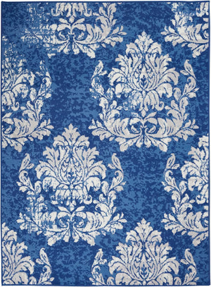 Homeroots 5' X 7' Blue And Ivory Floral Dhurrie Area Rug Navy Ivory Polypropylene 385872