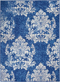 Homeroots 5' X 7' Blue And Ivory Floral Dhurrie Area Rug Navy Ivory Polypropylene 385872