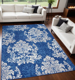 Area Rugs - Elegant Floral Dhurrie Rug in Navy Blue for Cozy Home Decor and Style Upgrade