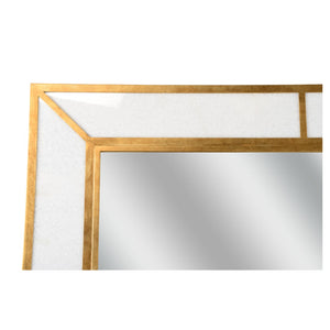 Chelsea House Madison Marbleized Wall Mirror With Slim Brass Frame, Faux White Marble Face, Lightweight Chic 385873