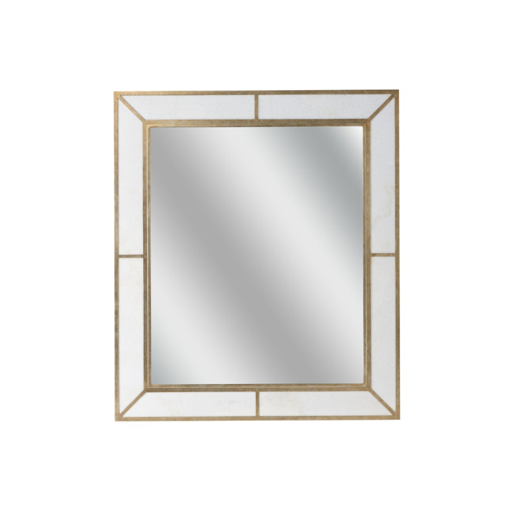 Chelsea House Madison Marbleized Mirror With Faux White Marble Face And Polished Nickel Frame, 46.5" X 40" Statement Piece 385874