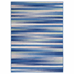 Homeroots 6' X 9' Blue And White Striped Dhurrie Area Rug  Polypropylene 385876