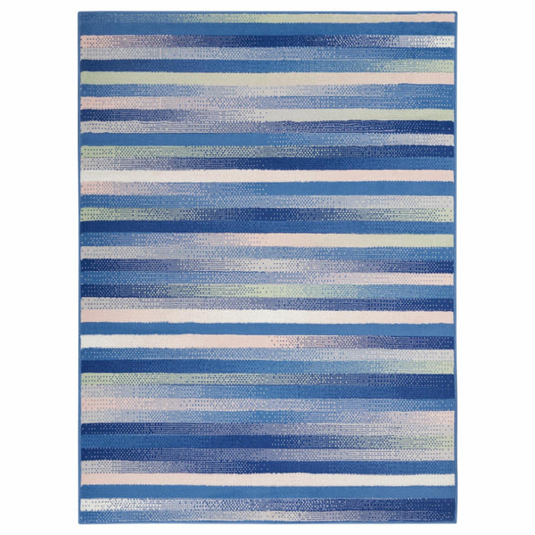 Homeroots 6' X 9' Blue And White Striped Dhurrie Area Rug  Polypropylene 385876