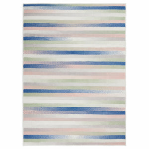 Homeroots 5' X 7' Navy Blue Striped Dhurrie Area Rug  Polypropylene 385878