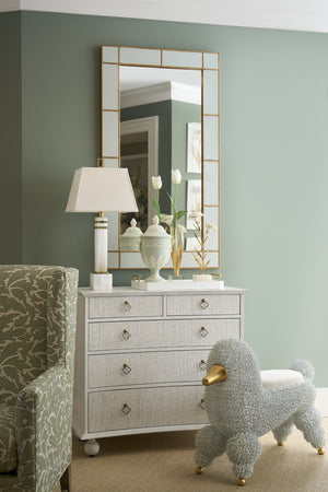 Chelsea House Herman Antiqued Wooden Mirror By Lisa Kahn — 54"X30" Creamy-White Reversed Glass With Gold Accents 385879