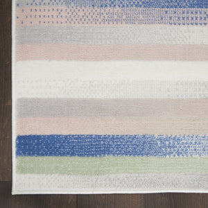 HomeRoots 6' Striped Distressed Area Rug in Ivory, Blue & Green | Cozy, Durable & Easy-Care Home Decor Essential 385879