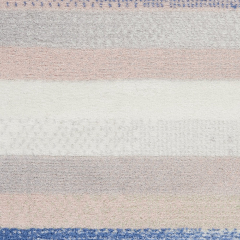 HomeRoots 6' Striped Distressed Area Rug in Ivory, Blue & Green | Cozy, Durable & Easy-Care Home Decor Essential 385879