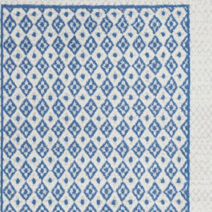 Homeroots 5' X 7' Navy Blue Geometric Dhurrie Area Rug  Polypropylene 385881