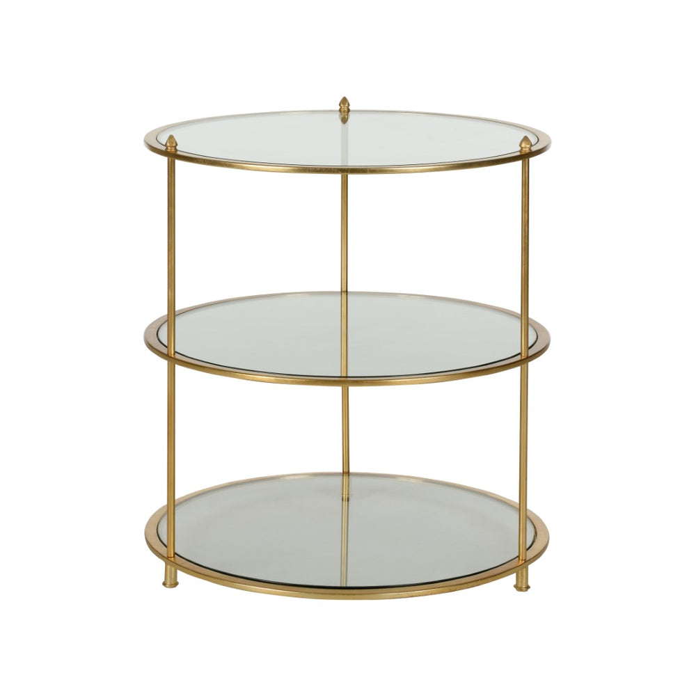 Chelsea House Regal Geometric Side Table With Gold Leaf Iron Frame, Tempered Glass Shelves By Shayla Copas 385882