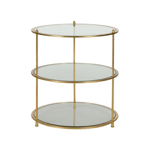 Chelsea House Regal Geometric Side Table With Gold Leaf Iron Frame, Tempered Glass Shelves By Shayla Copas 385882