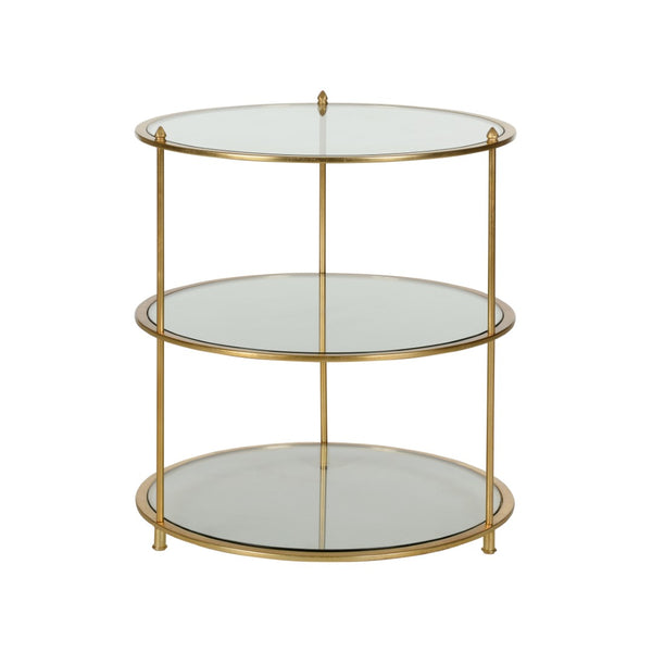 Chelsea House Regal Geometric Side Table With Gold Leaf Iron Frame, Tempered Glass Shelves By Shayla Copas 385882