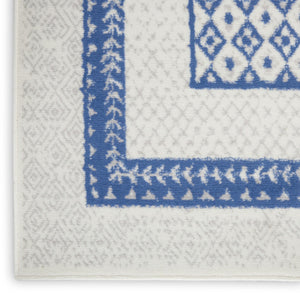 HomeRoots 6' Contemporary Ivory and Blue Geometric Area Rug - Stylish, Durable, and Perfect for Any Room 6' X 9' 385882