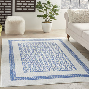 HomeRoots 6' Contemporary Ivory and Blue Geometric Area Rug - Stylish, Durable, and Perfect for Any Room 6' X 9' 385882