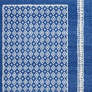 Homeroots 6' X 9' Navy Blue Geometric Dhurrie Area Rug  Polypropylene 385885