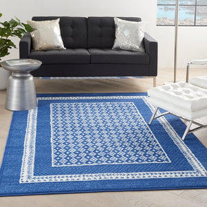 Homeroots 6' X 9' Navy Blue Geometric Dhurrie Area Rug  Polypropylene 385885