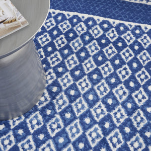 HomeRoots 6' Contemporary Ivory and Blue Geometric Area Rug - Stylish, Durable, and Perfect for Any Room 6?x9? 385885