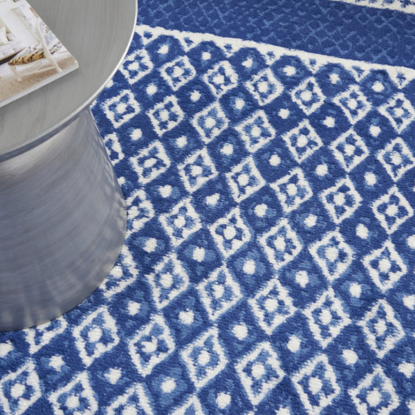 HomeRoots 6' Contemporary Ivory and Blue Geometric Area Rug - Stylish, Durable, and Perfect for Any Room 6?x9? 385885