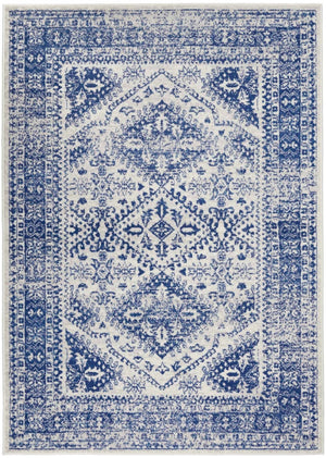 HomeRoots 6' Ivory and Blue Geometric Distressed Area Rug – Modern Design for Timeless Appeal in Any Room 6' X 9' 385891