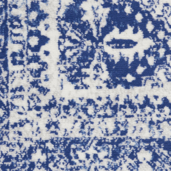 HomeRoots 6' Ivory and Blue Geometric Distressed Area Rug – Modern Design for Timeless Appeal in Any Room 6' X 9' 385891