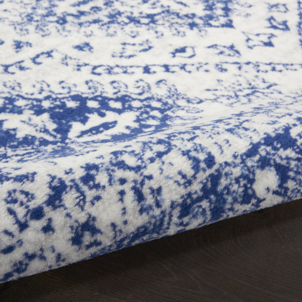 HomeRoots 6' Ivory and Blue Geometric Distressed Area Rug – Modern Design for Timeless Appeal in Any Room 6' X 9' 385891