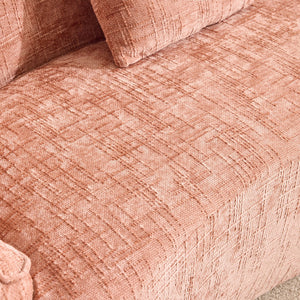 English Elm Pink Curved Compressed Sofa — Nordic Soft Foam & Spring Seating, Easy Setup, Stylish Centerpiece W3612S00010