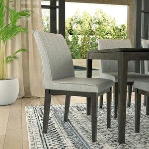 Alpine Furniture Cove Channel-Stitched Upholstered Dining Chairs Set Of 2 — Gray Fabric, Solid Rubberwood Frame, 18.5"W Vintage Black 3859-02