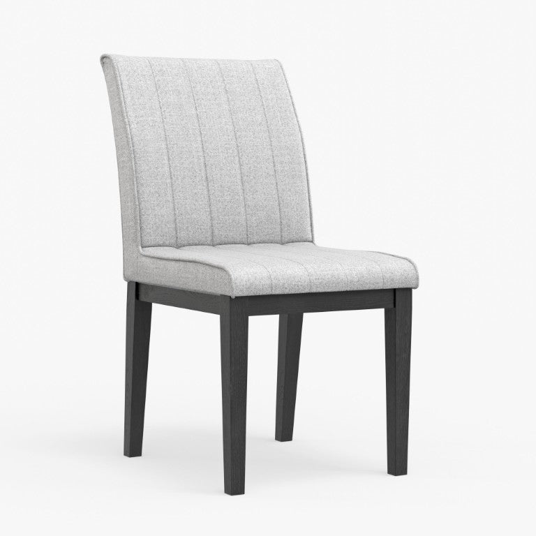 Alpine Furniture Cove Channel-Stitched Upholstered Dining Chairs Set Of 2 — Gray Fabric, Solid Rubberwood Frame, 18.5"W Vintage Black 3859-02
