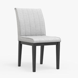 Alpine Furniture Cove Channel-Stitched Upholstered Dining Chairs Set Of 2 — Gray Fabric, Solid Rubberwood Frame, 18.5"W Vintage Black 3859-02