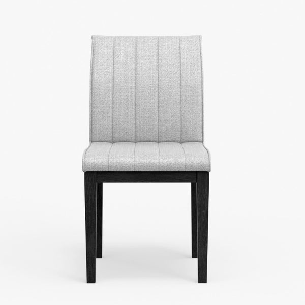 Alpine Furniture Cove Channel-Stitched Upholstered Dining Chairs Set Of 2 — Gray Fabric, Solid Rubberwood Frame, 18.5"W Vintage Black 3859-02