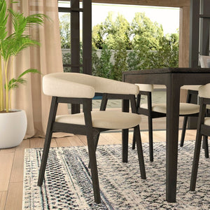 Alpine Furniture Cove Curved Back Dining Chair Set Of 2 — Upholstered Comfort, Solid Rubberwood Frame, Ergonomic Style Vintage Black 3859-03
