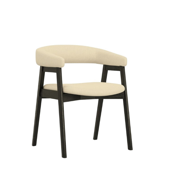 Alpine Furniture Cove Curved Back Dining Chair Set Of 2 — Upholstered Comfort, Solid Rubberwood Frame, Ergonomic Style Vintage Black 3859-03
