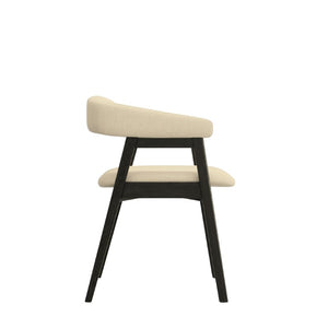 Alpine Furniture Cove Curved Back Dining Chair Set Of 2 — Upholstered Comfort, Solid Rubberwood Frame, Ergonomic Style Vintage Black 3859-03