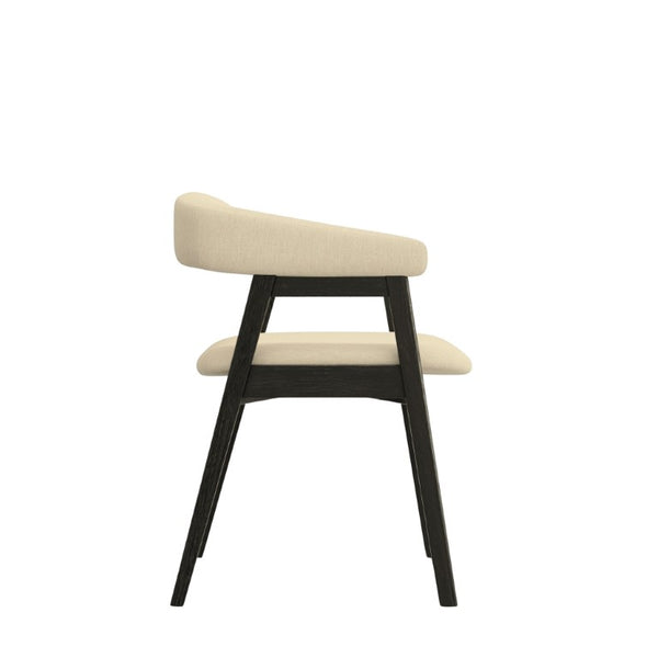 Alpine Furniture Cove Curved Back Dining Chair Set Of 2 — Upholstered Comfort, Solid Rubberwood Frame, Ergonomic Style Vintage Black 3859-03