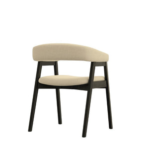Alpine Furniture Cove Curved Back Dining Chair Set Of 2 — Upholstered Comfort, Solid Rubberwood Frame, Ergonomic Style Vintage Black 3859-03