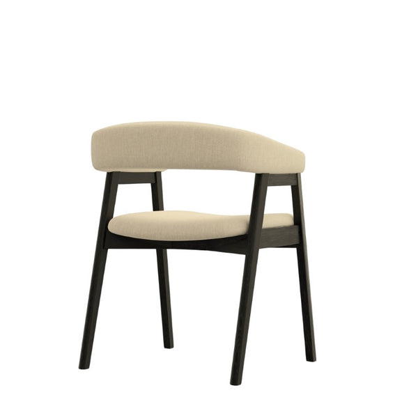 Alpine Furniture Cove Curved Back Dining Chair Set Of 2 — Upholstered Comfort, Solid Rubberwood Frame, Ergonomic Style Vintage Black 3859-03