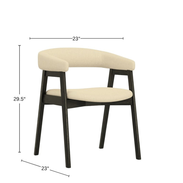 Alpine Furniture Cove Curved Back Dining Chair Set Of 2 — Upholstered Comfort, Solid Rubberwood Frame, Ergonomic Style Vintage Black 3859-03