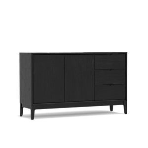 Alpine Furniture Cove Elegant Sideboard With Soft-Close Drawers, Roomy Cabinets, Durable Mindy Wood, Versatile Style Vintage Black 3859-06