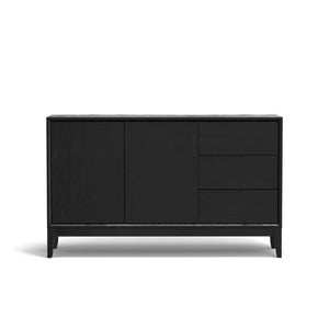 Alpine Furniture Cove Elegant Sideboard With Soft-Close Drawers, Roomy Cabinets, Durable Mindy Wood, Versatile Style Vintage Black 3859-06