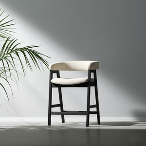 Alpine Furniture Cove Counter Height Chairs Set Of 2 — Mid-Century Padded Seats, Solid Rubberwood Frame, Ergonomic Comfort Vintage Black 3859-43