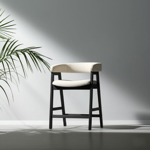 Alpine Furniture Cove Counter Height Chairs Set Of 2 — Mid-Century Padded Seats, Solid Rubberwood Frame, Ergonomic Comfort Vintage Black 3859-43