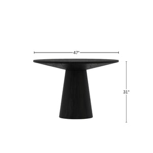 Alpine Furniture Cove Round 47" Dining Table With Tapered Pedestal — Handcrafted Malaysian Hardwood, Mid-Century Modern меб. Vintage Black 3859-47