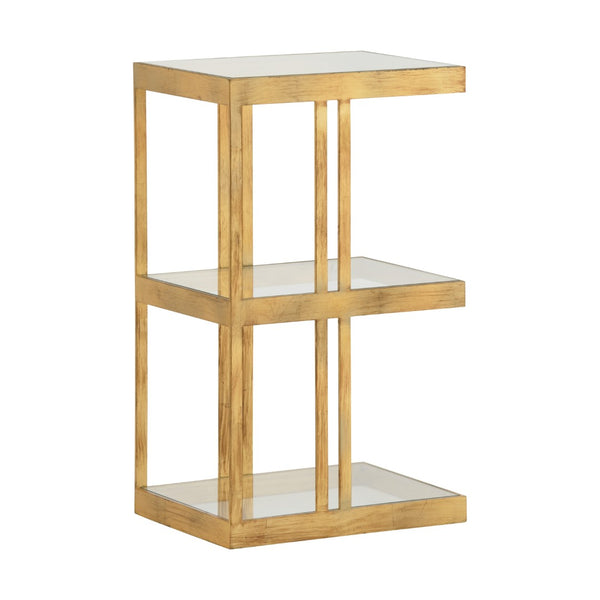 Chelsea House The Drinks Table By Shayla Copas — Gold Leaf Accent Side Table, Compact 27.5" H Luxe Surface 385900