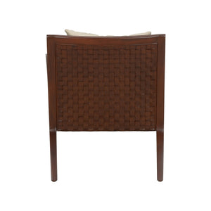 Chelsea House Drew Mid-Century Leather Chair With Woven Seat, Mahogany Frame & Removable Cream Cushion For Versatile Style 385906