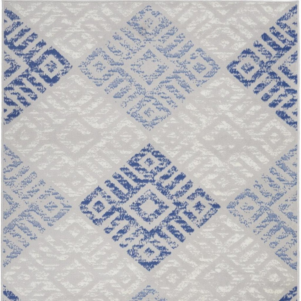 HomeRoots 6' Blue and Gray Geometric Area Rug - Modern Design for Living Spaces, Durable, Stylish, and Versatile 6' X 9' 385906