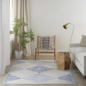 HomeRoots 6' Blue and Gray Geometric Area Rug - Modern Design for Living Spaces, Durable, Stylish, and Versatile 6' X 9' 385906