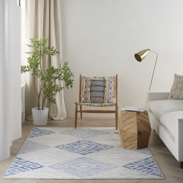 HomeRoots 6' Blue and Gray Geometric Area Rug - Modern Design for Living Spaces, Durable, Stylish, and Versatile 6' X 9' 385906