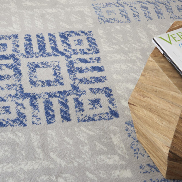HomeRoots 6' Blue and Gray Geometric Area Rug - Modern Design for Living Spaces, Durable, Stylish, and Versatile 6' X 9' 385906