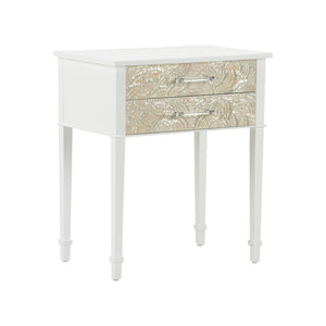 Chelsea House Pembroke Elegant Side Table With Mother-Of-Pearl Inlay, Acrylic Handles, Compact Storage By Bill Cain 385907