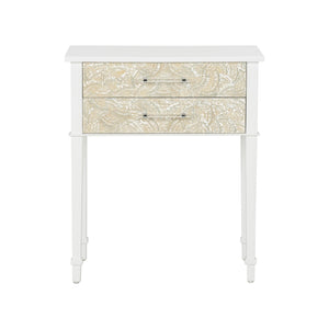 Chelsea House Pembroke Elegant Side Table With Mother-Of-Pearl Inlay, Acrylic Handles, Compact Storage By Bill Cain 385907
