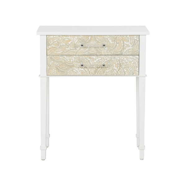 Chelsea House Pembroke Elegant Side Table With Mother-Of-Pearl Inlay, Acrylic Handles, Compact Storage By Bill Cain 385907